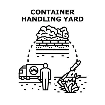 Container handling yard vector concept illustration Stock Illustration