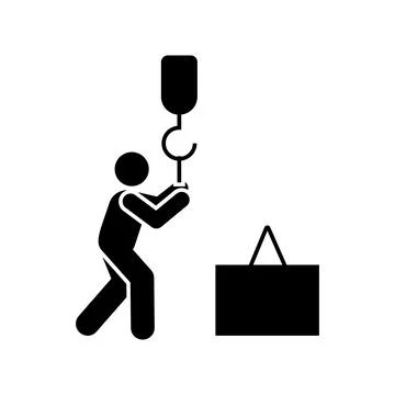 Container, hang, hook, box, man, job icon. Element of manufacturing icon Illustrazione stock