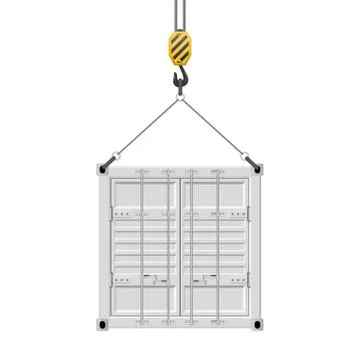 Container hanging on the hook vector illustration isolated on white backgroun Stock Illustration