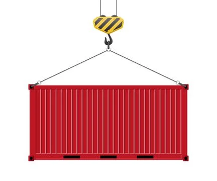 Container hanging on the hook vector illustration isolated on white Stock Illustration