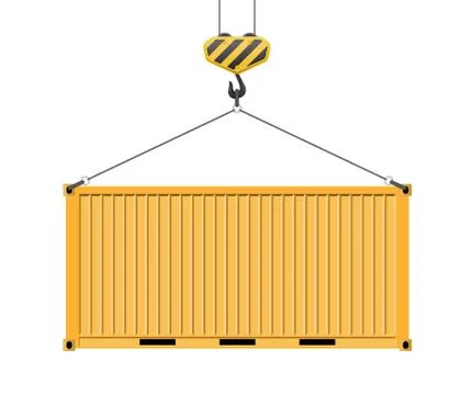Container hanging on the hook vector illustration isolated on white Stock Illustration