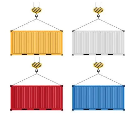 Container hanging on the hook vector illustration isolated on white Stock Illustration