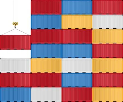 Container hanging on the hook vector illustration isolated on white Stock Illustration