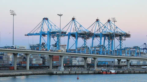 Container harbor of Algeciras Stockbeeldmateriaal 22543040