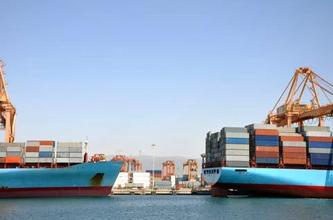 A container harbour in Arabia Stock Photos
