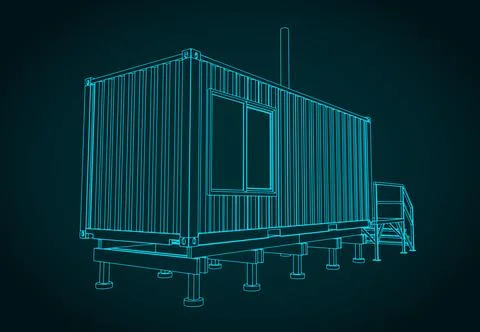Container house blueprint Stock Illustration