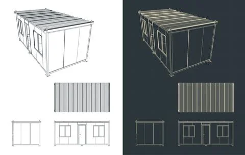 Container house blueprints Stock Illustration