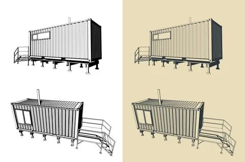 Container house converted from shipping container Illustrazione stock