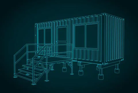 Container house drawing Illustrazione stock