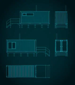 Container house drawings Illustrazione stock