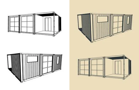 Container house illustrations Stock Illustration