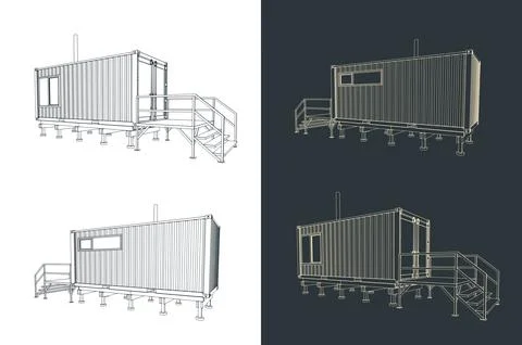Container house illustrations Illustrazione stock