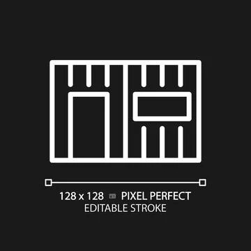 Container house pixel perfect white linear icon for dark theme Stock Illustration