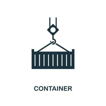 Container icon. Monochrome style design from logistics delivery icon collection Stock Illustration