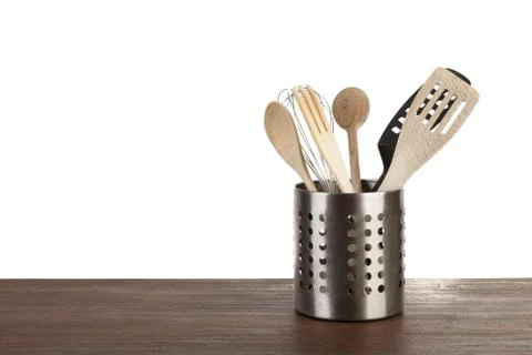 Container with kitchen utensils Stock Photos