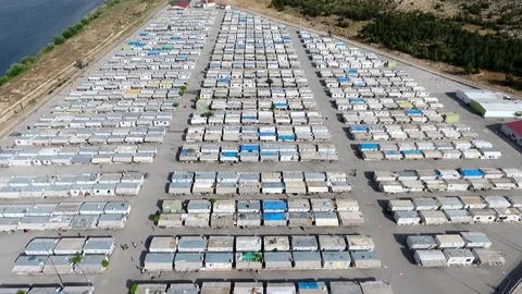 Container large refugee camp Video stock 110845972
