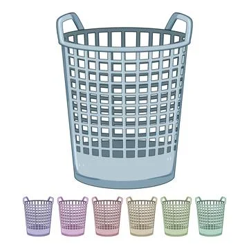 Container laundry basket plastic cartoon vector graphic Stock Illustration