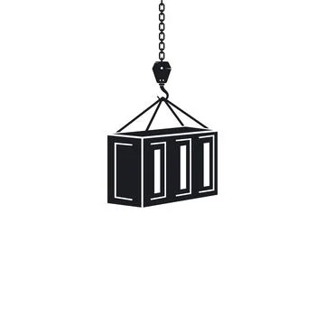 Container lifted  crane hook icon vector illustration design template Stock Illustration