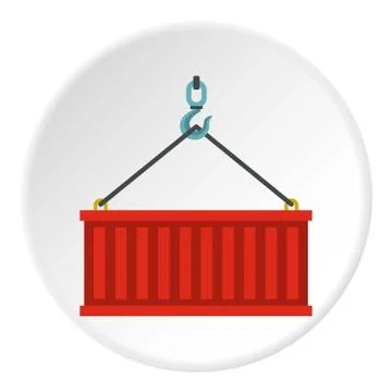 Container lifted by a crane icon circle イラスト素材
