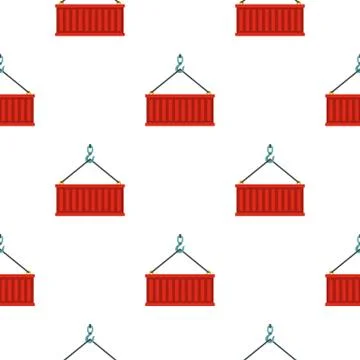 Container lifted by a crane pattern flat Illustrazione stock