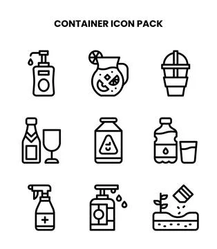 Container Line Collection Icons Pack Stock Illustration