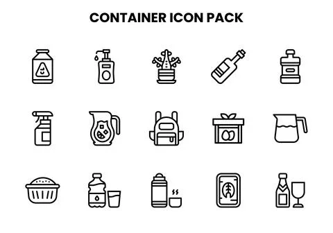Container Line Design Icons Pack Stock Illustration