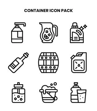 Container Line Graphics Icons Pack Stock Illustration