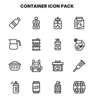 Container Line Graphics Icons Pack Illustrazione stock