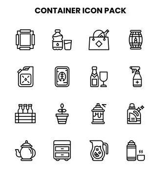 Container Line Scalable Icons Pack Illustrazione stock