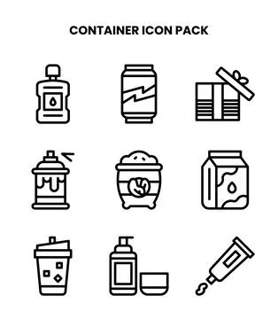Container Line UI Icons Pack Stock Illustration