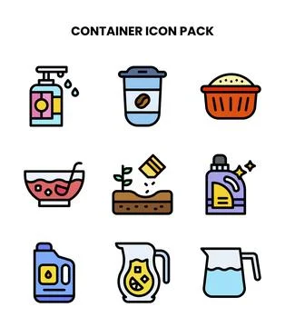 Container Lineal Color Vector Icons Pack Illustrazione stock