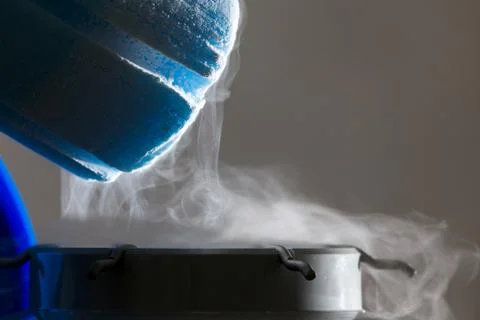 Container with liquid nitrogen, white lighting Stock Photos