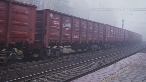 Container loaded on train wagons on a railway 스톡 동영상 119515860