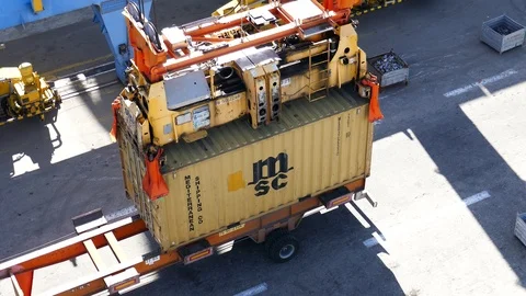 Container loading 4k intro video for business Stock Footage 93113248