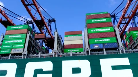 Container loading and offloading equipment. Video stock 275348922