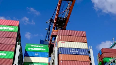 Container loading and offloading equipment. 스톡 동영상 275447192