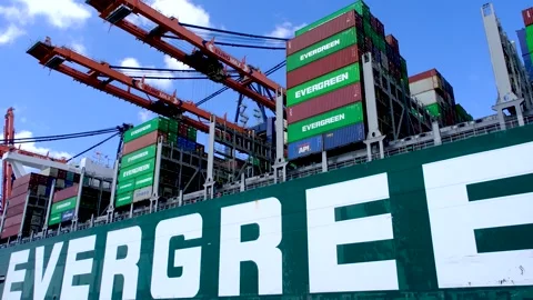 Container loading and offloading equipment. Video stock 275449301