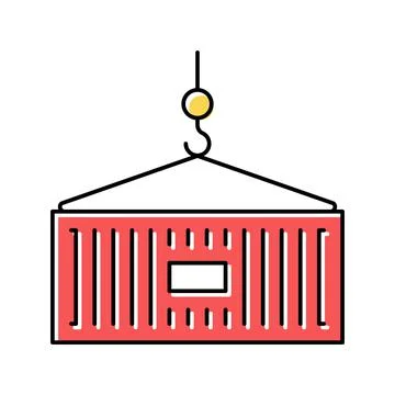 Container loading color icon vector flat illustration 스톡 일러스트