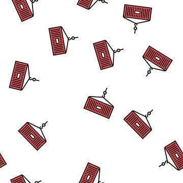 Container loading color icon vector flat illustration Stock Illustration