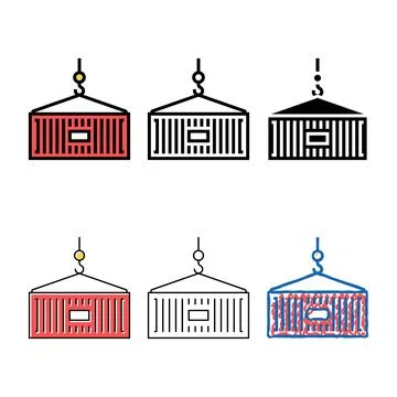 Container loading color icon vector flat looks Stock Illustration
