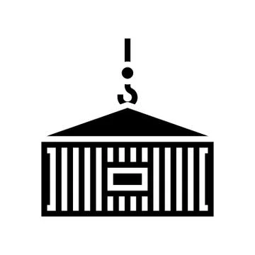 Container loading glyph icon vector black illustration Stock Illustration