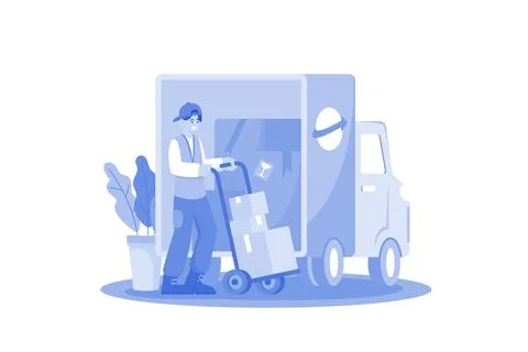 Container Loading Illustration concept. A flat illustration isolated on whi.. Illustrazione stock
