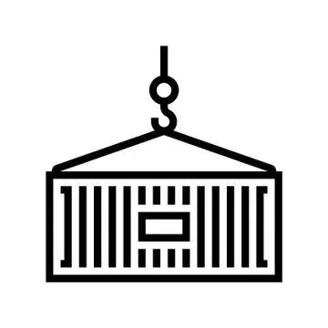 Container loading line icon vector black illustration Ilustración de archivo