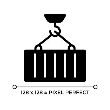 Container loading pixel perfect glyph solid icon Stock Illustration