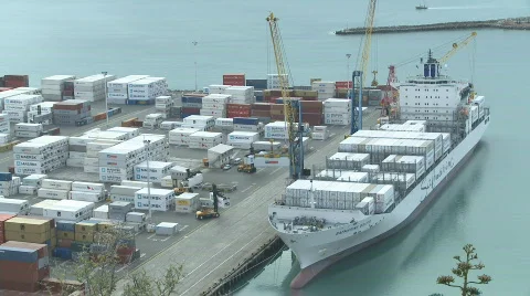Container loading at Port Stock Footage 399011