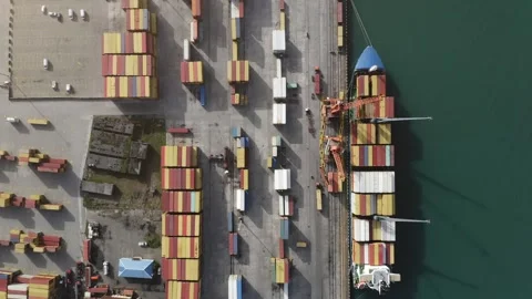 Container Loading Process, Maritime Shipping Efficiency, Global Distribution Stock Footage 270380127