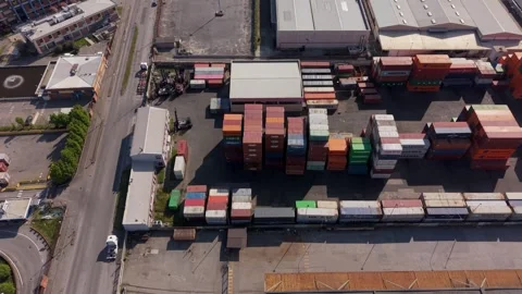Container Logistics Terminal Near Milan, Italy Stock Footage 343544964
