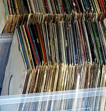 Container Of Long Playing LP Records Stock Photos
