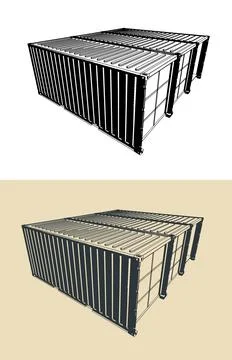 Container modular house illustrations Stock Illustration