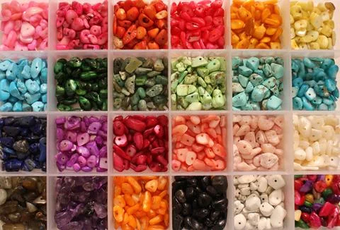 Container of Natural Stone Bead Chips For Jewelry Making Stock Photos